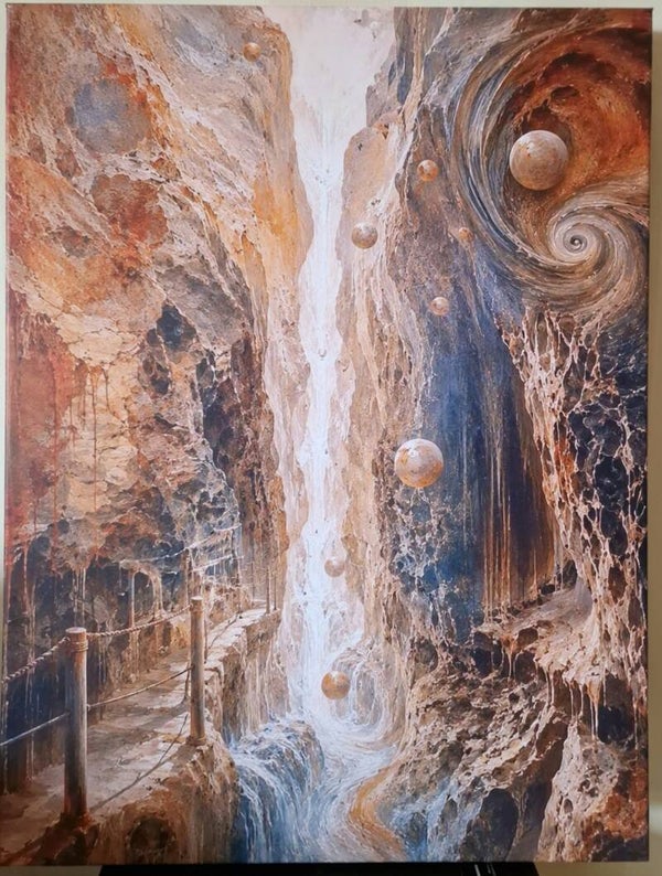 Afm. 60x80x4cm Canvas Surrealistisch Klif