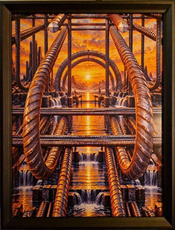 Afm. 32x42x1,5cm Surrealistisch Staalbeugel Look
