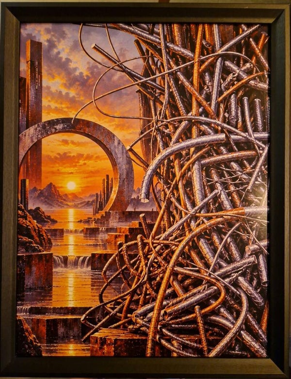 Afm. 32x42x1.5cm Surrealistisch Staal look