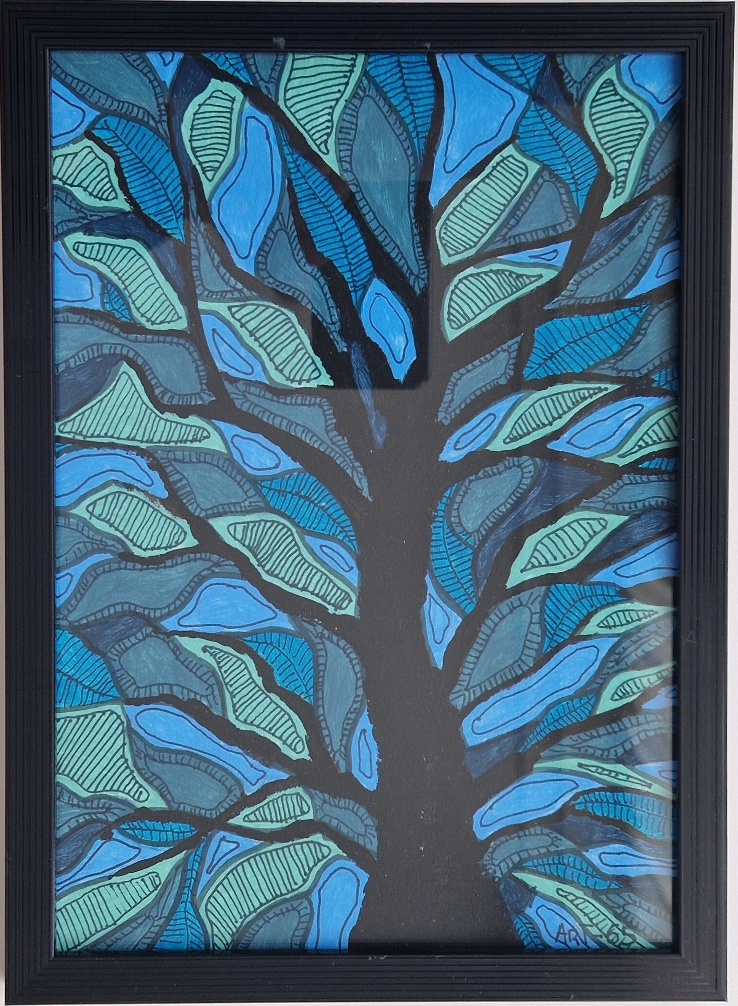 Kleurrijke boom    Blauw-Zwart