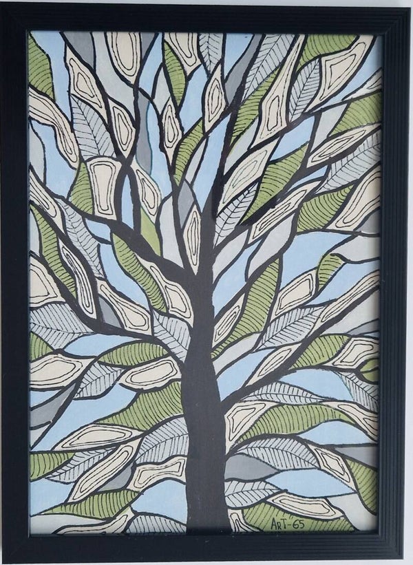 Kleurrijke boom Blauwgroen - Zwart