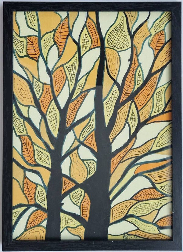 Kleurrijke boom   Bruingeel - Zwart