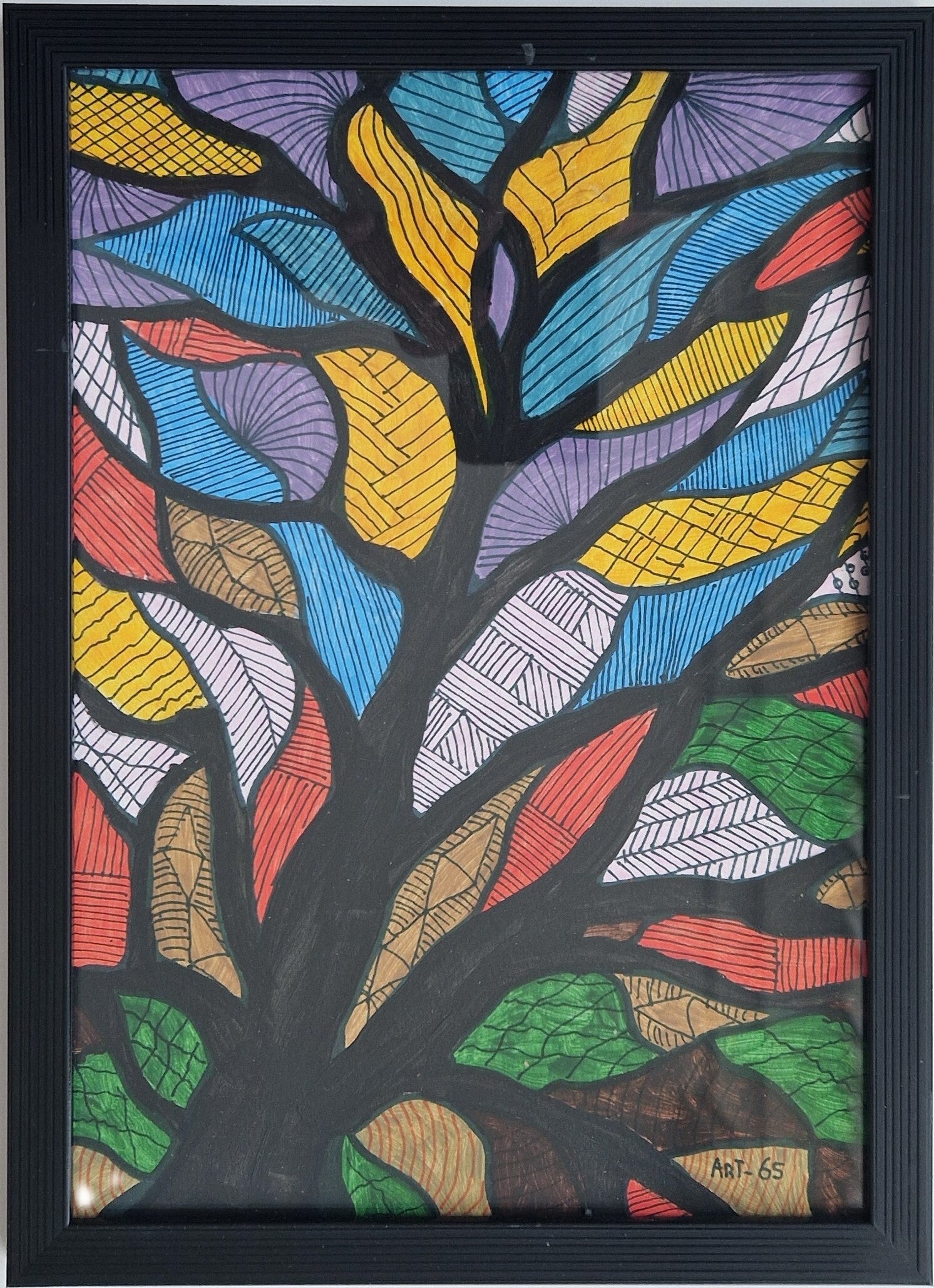 Kleurrijke boom Gemengde kleuren 1  - Zwart