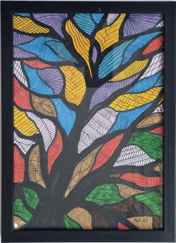 Kleurrijke boom Gemengde kleuren 1  - Zwart