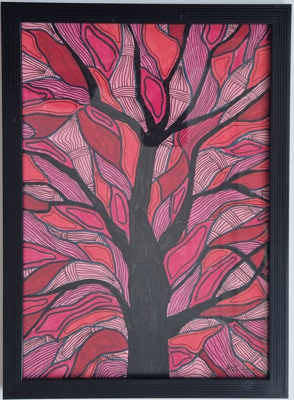 Kleurrijke boom Rood - Zwart