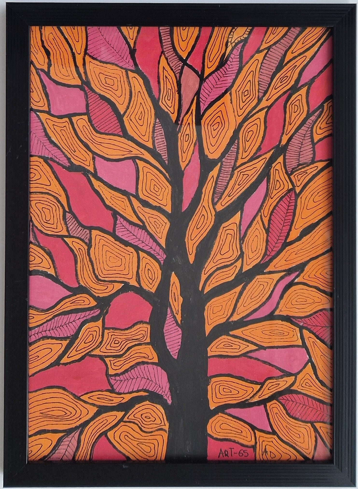 Kleurrijke boom Oranje rood - Zwart
