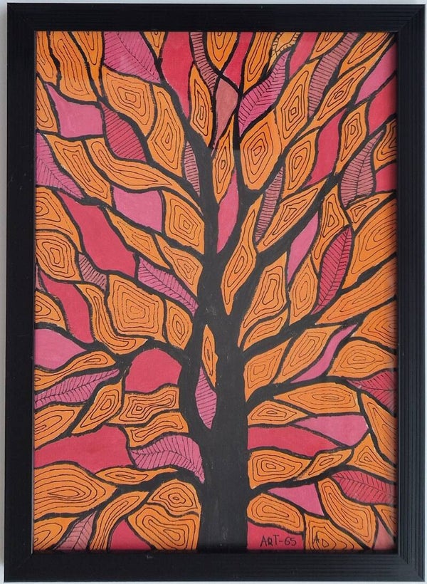 Kleurrijke boom Oranje rood - Zwart