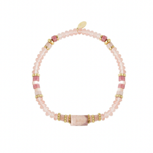 Kralen armband roze/goud