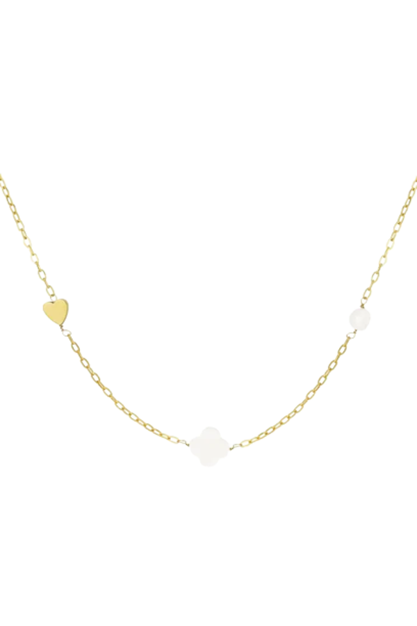 Ketting hart klaver schelp