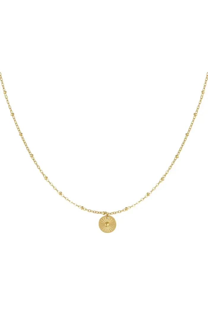 Ketting met ronde coin bedel - goud