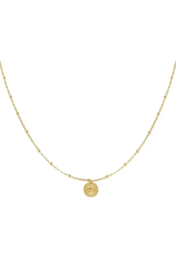 Ketting met ronde coin bedel - goud
