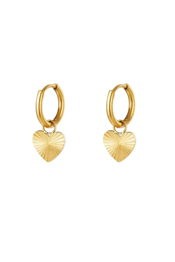 RVS oorbellen hart Goud