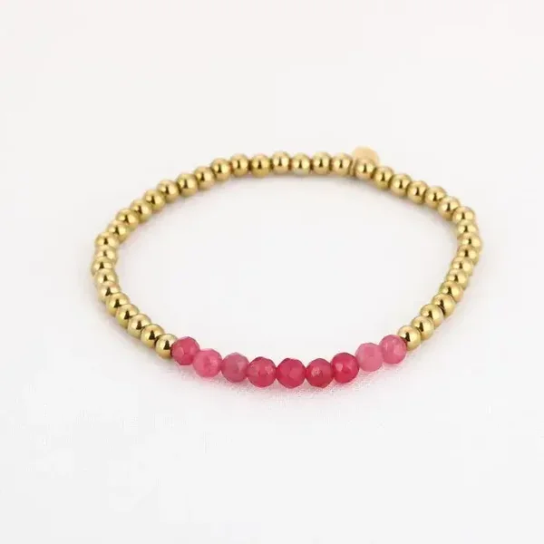 Kralen armband - Natuurkralen/Roze