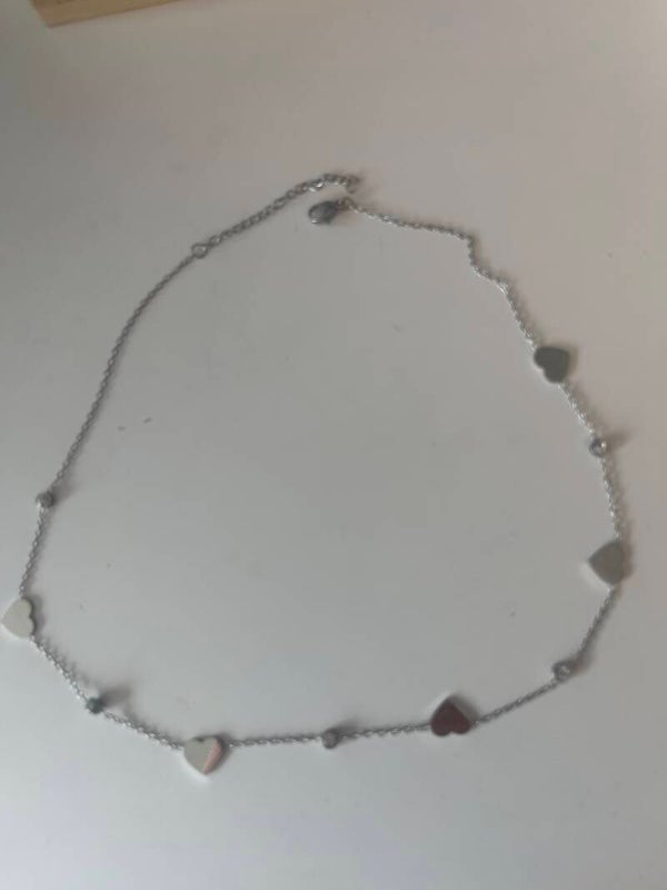 Ketting hartjes zilver 01