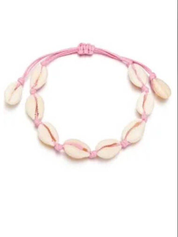 Roze schelpen armbandje