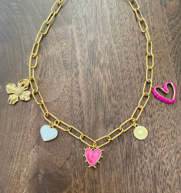 Bedelketting hart Ibiza bohemian met bloem