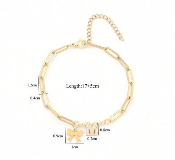 Letter armband strikje Goud 01