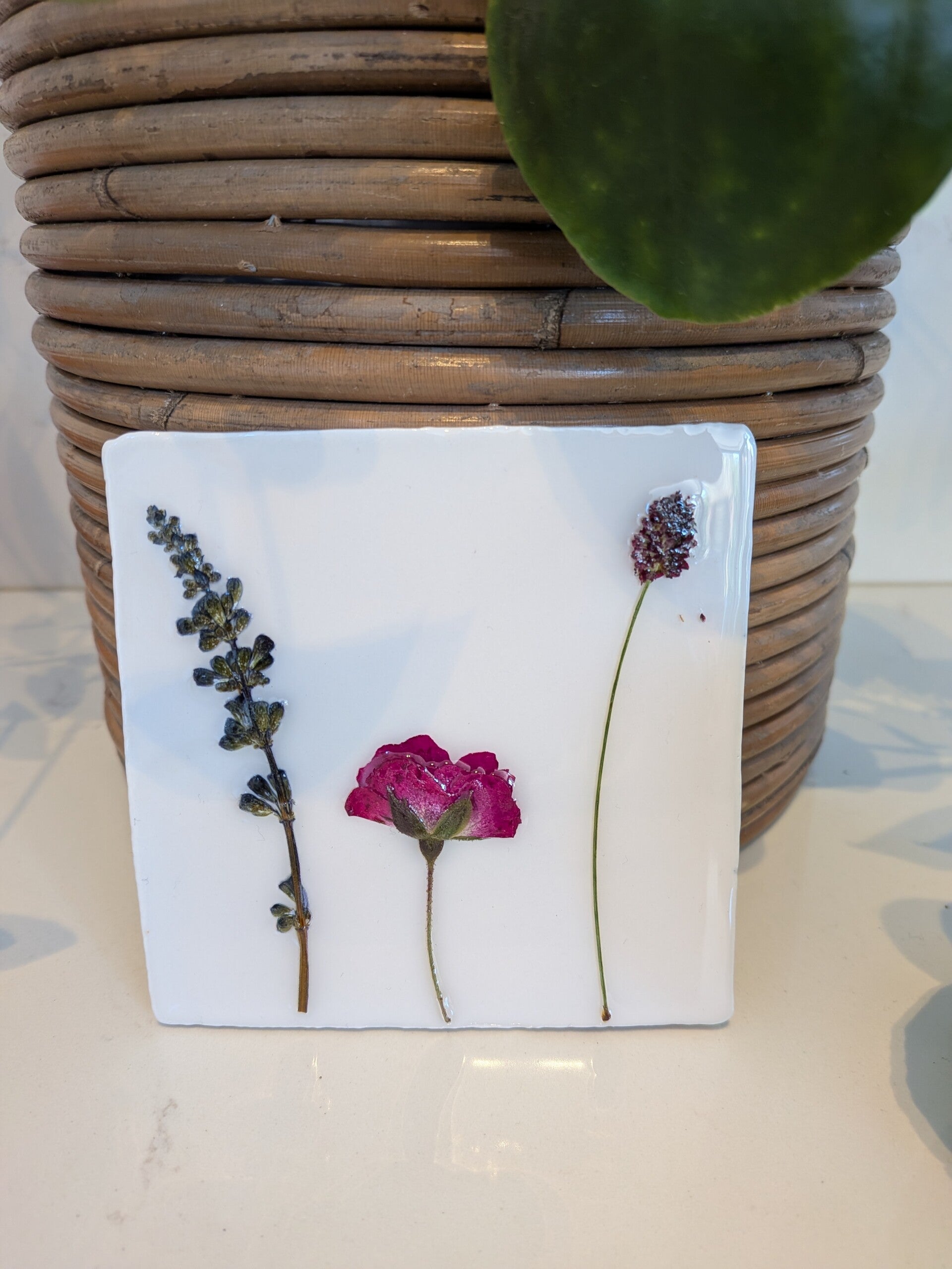 Bloemtegeltjes workshop Middelburg met gedroogde bloemen