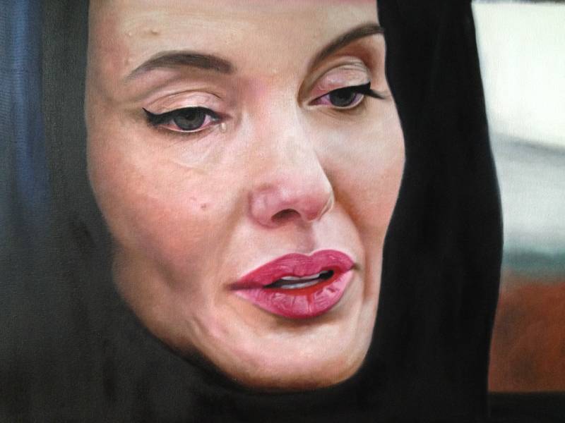 Angelina Jolie oilpainting 40x30 cm colour