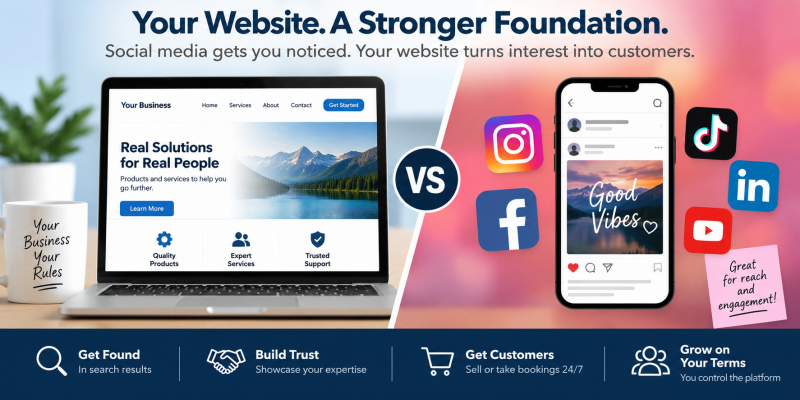 Your website. A stronger foundation. - Social media gets you noticed. Your website turns interest into customers.