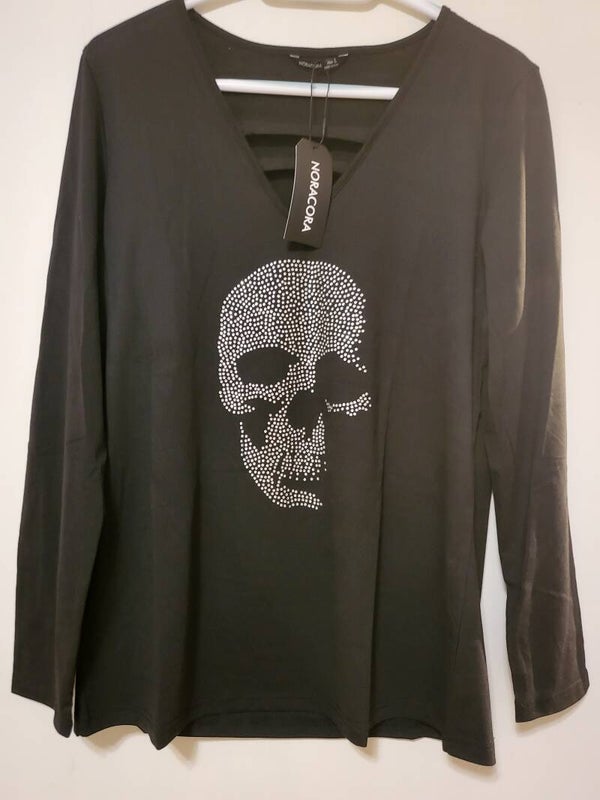 Langarmshirt mit Totenkopf, Gr. L