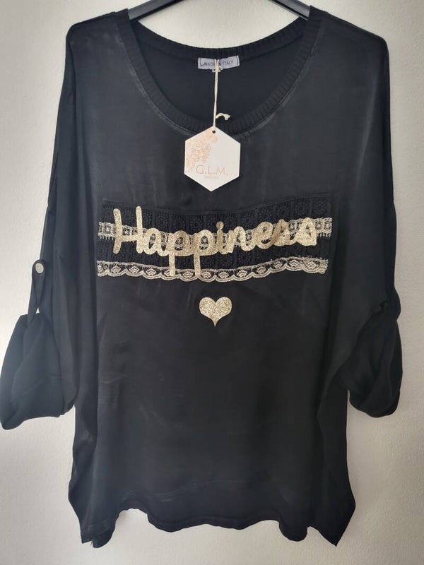 Shirt mit Schriftzug schwarz, Gr. Onesize