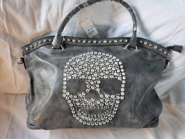 Echtleder Handtasche mit Totenkopf