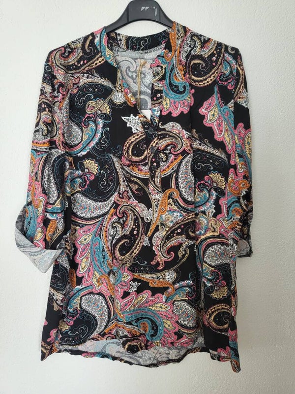 Bluse schwarz/rosa, Gr. 36/38