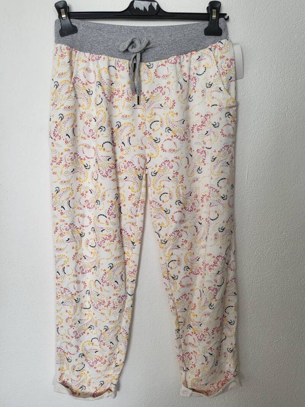 Hose floral weiss/gelb schwarz, Gr.36 - 42 - 1x verfügbar
