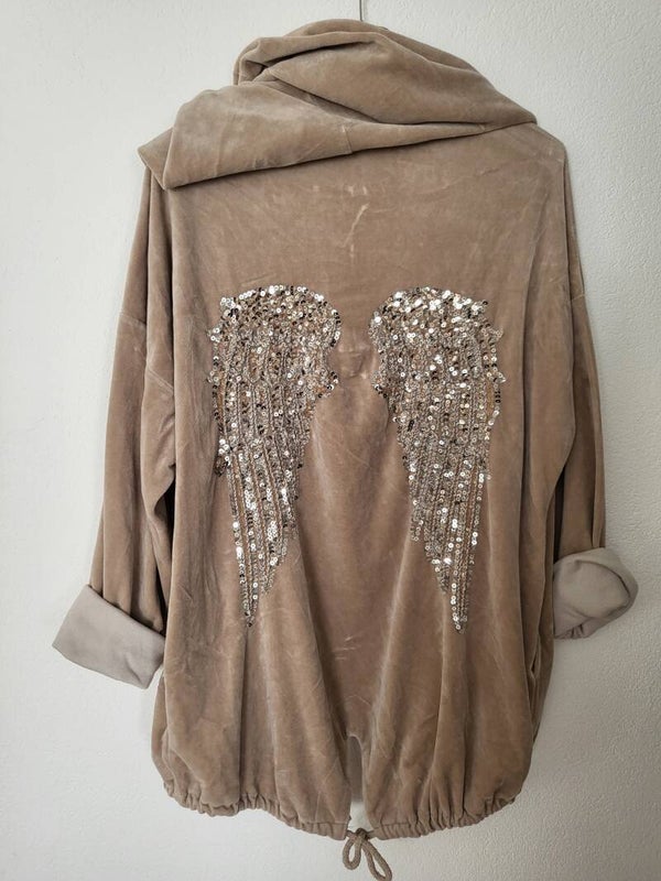 Cardigan beige mit Engelsflügeln, Gr. 36-42 - 1x verfügbar