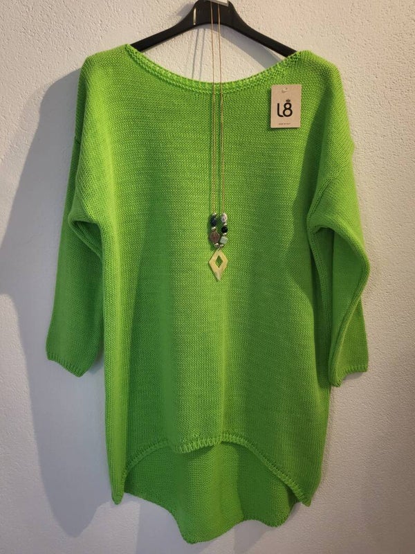 Longpullover neon grün mit Kette, Gr. 36 - 42 - 1x verfügbar