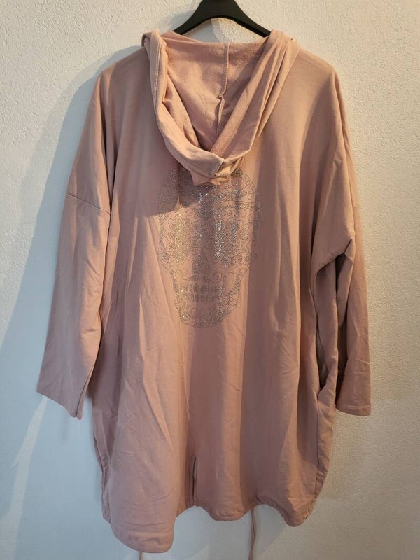 Hoodie rosa mit Totenkopf, Gr. 38 -52/54, 1x verfügbar