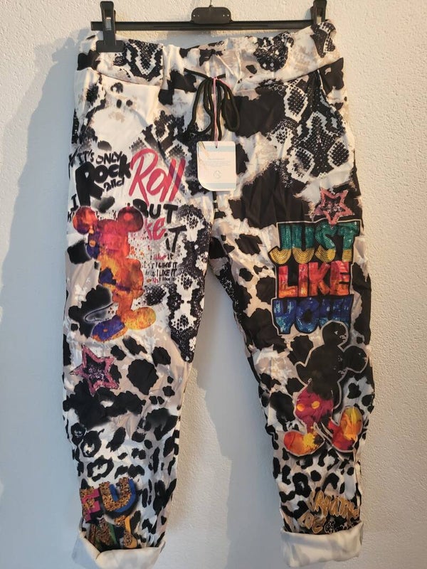 Hose Micky Maus weiss/schwarz, Gr. 36 - 42/44, 1x verfügbar