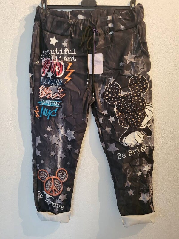 Hose Micky Maus schwarz/grau, Gr. 36 - 42/44, 1x verfügbar