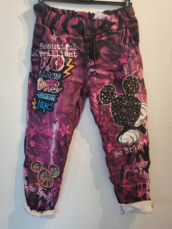 Hose Micky Maus pink/schwarz, Gr. 36 - 42/44, 1x verfügbar