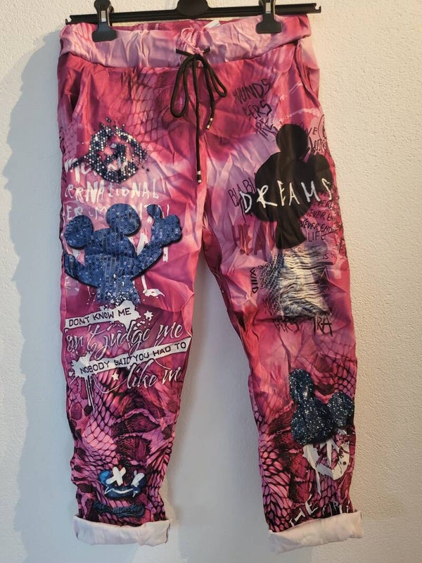 Hose Micky Maus pink/blau, Gr. 36 - 42/44, 1x verfügbar