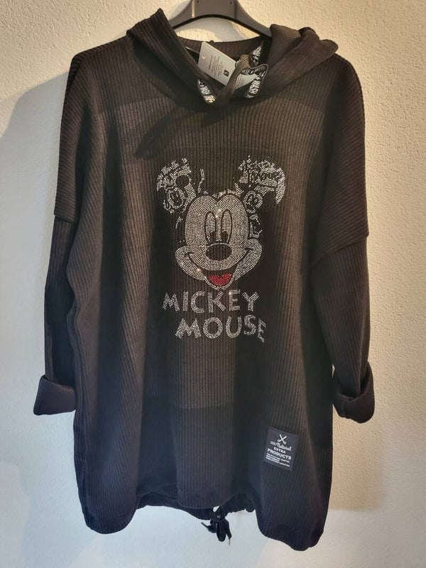 Longpullover Micky Maus schwarz mit Kapuze, Gr. 38 - 42, 1x verfügbar