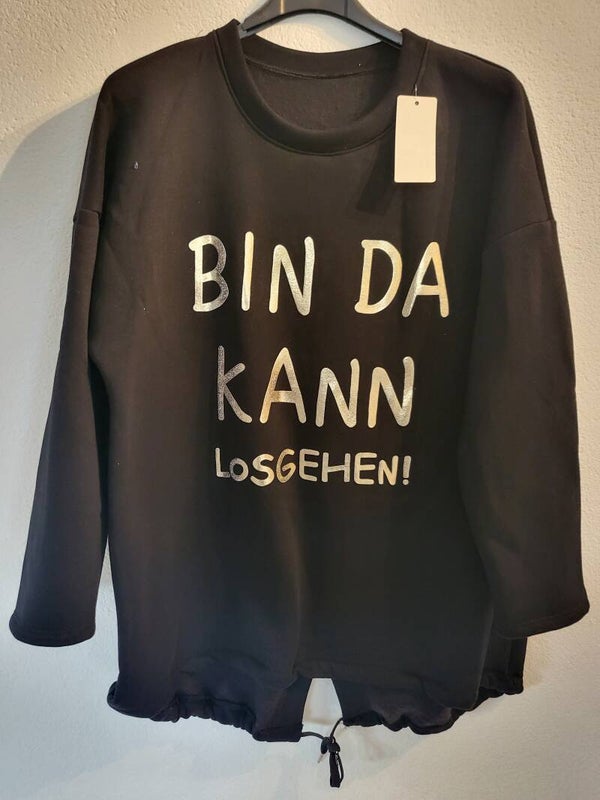 Pullover schwarz "Bin da....", Gr. 38 - 42, 1x verfügbar
