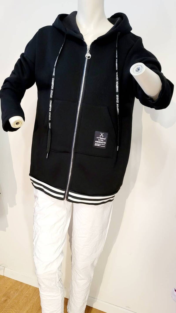 Hoodie schwarz mit Bündchen, Gr. 38 - 44, 1x verfügbar