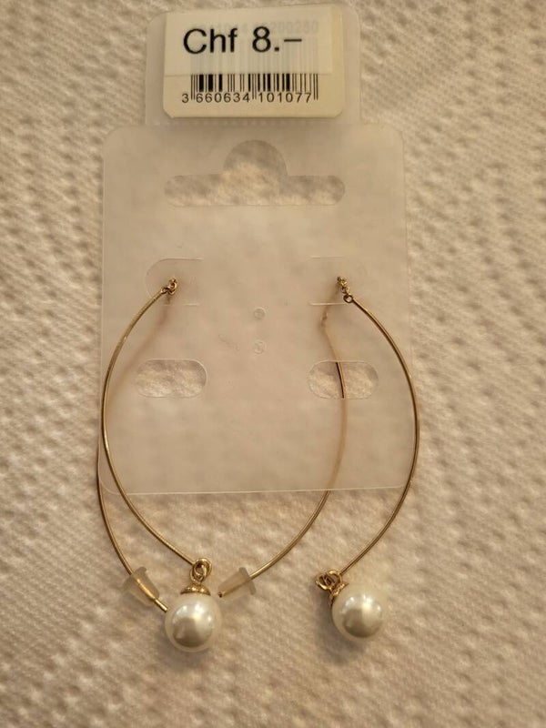 Ohrstecker/Hänger goldig mit weisser Perle - 2x verfügbar