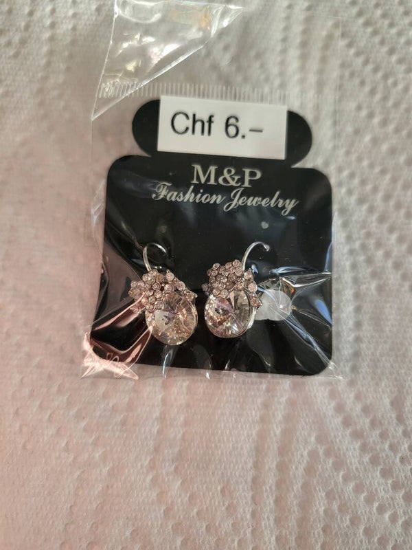 Ohrstecker silbrig mit transparentem Stein - 2x verfügbar