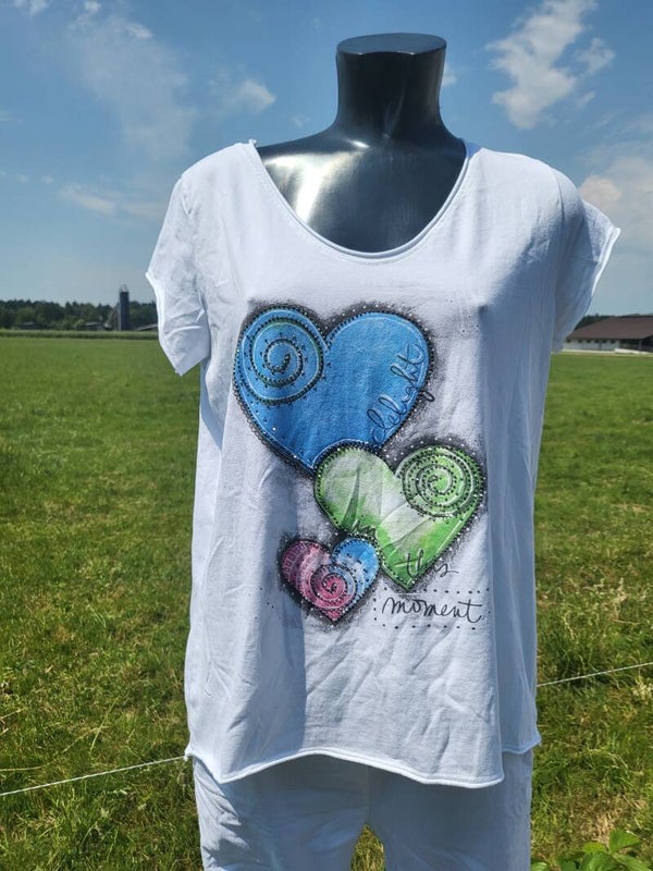 Tshirt blau "Herz", Gr. 36/38, 1x verfügbar