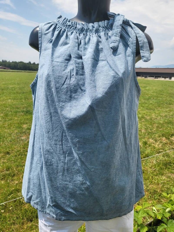 Schleifenshirt blau, Gr. 36 - 40, 1x verfügbar