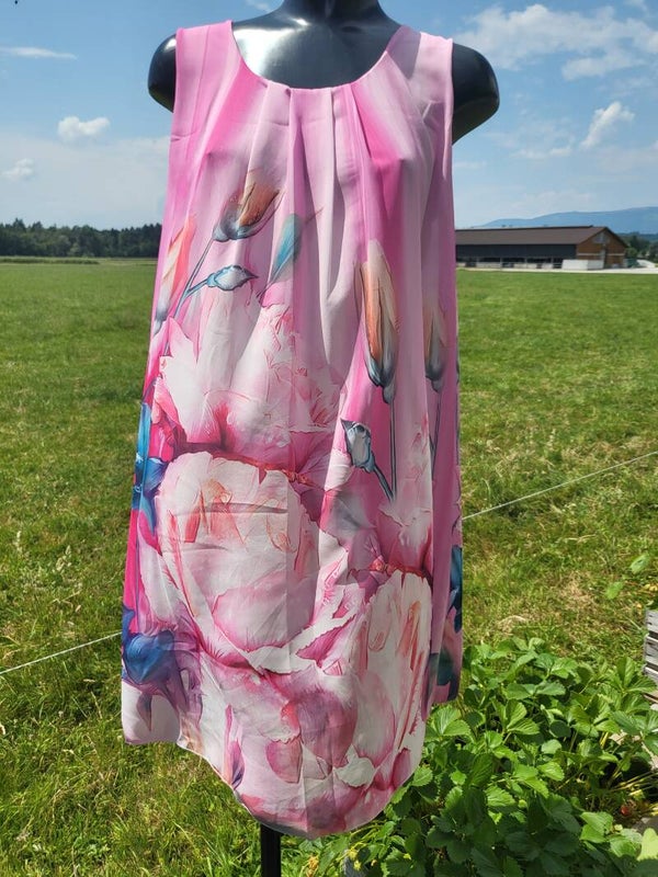 Blumenkleid rosa/pink, Gr. 36 - 40, 1x verfügbar