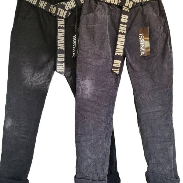 Stretchhose schwarz mit Gurt, Gr. 38 - 40/42, 1x verfügbar