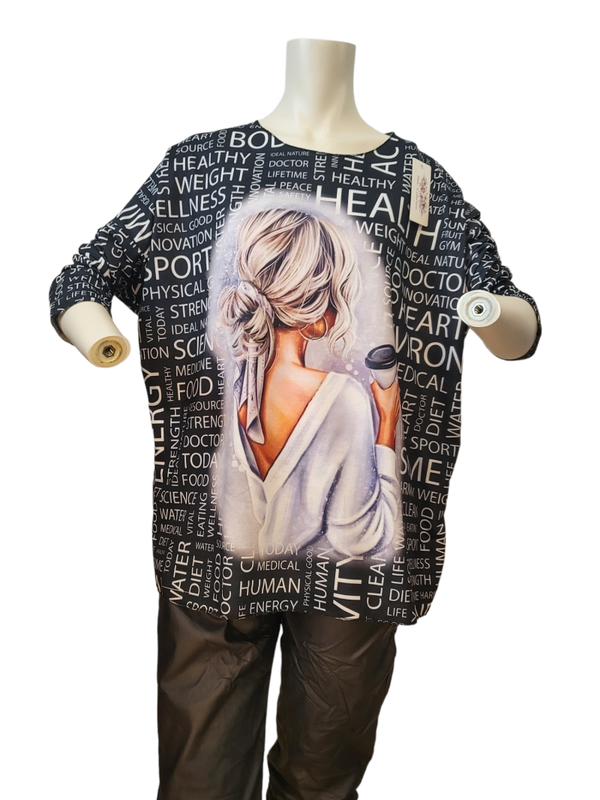 Shirt mit "Coffee", Gr. 36 - 42/44 - 1x verfügbar