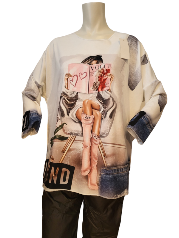 Shirt mit "Zeitschrift", Gr. 36 - 42/44 - 1x verfügbar