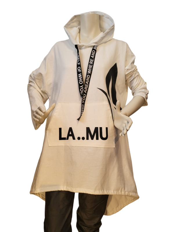 Longpullover weiss "LA...MU", Gr. 38 - 44 - 1x verfügbar