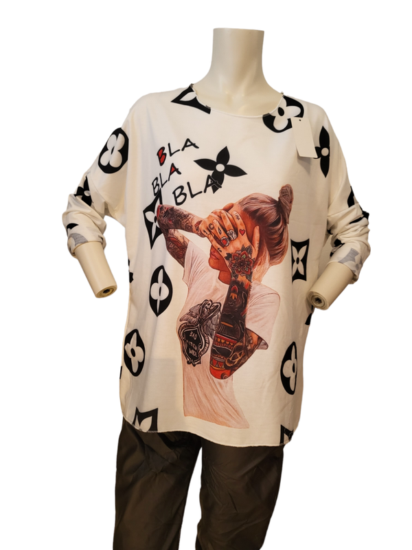 Shirt mit "Bla bla", Gr. 36 - 42/44 - 1x verfügbar