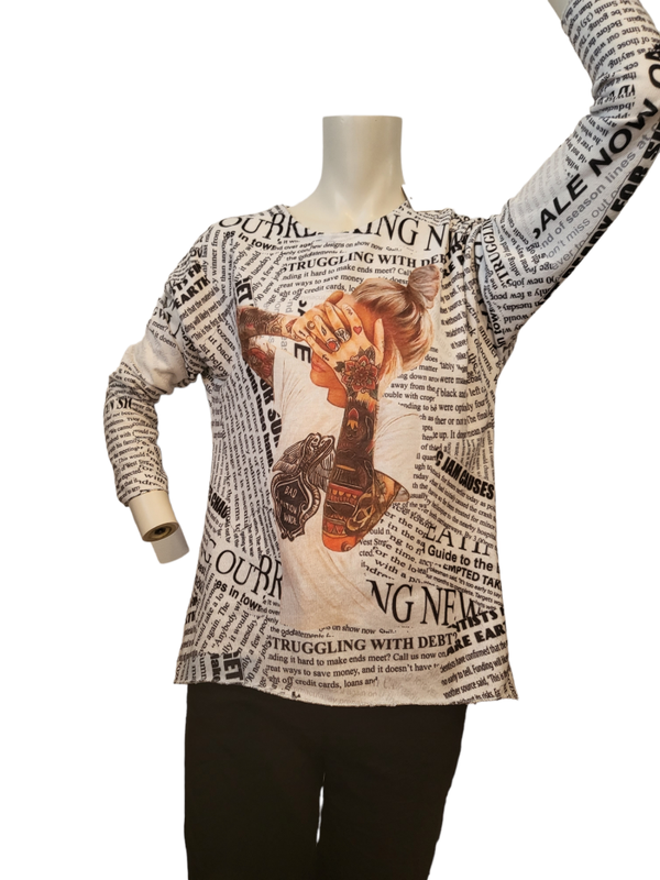 Pullover weiss "Wörter mit Frau", Gr. 36 - 44 - 1x verfügbar
